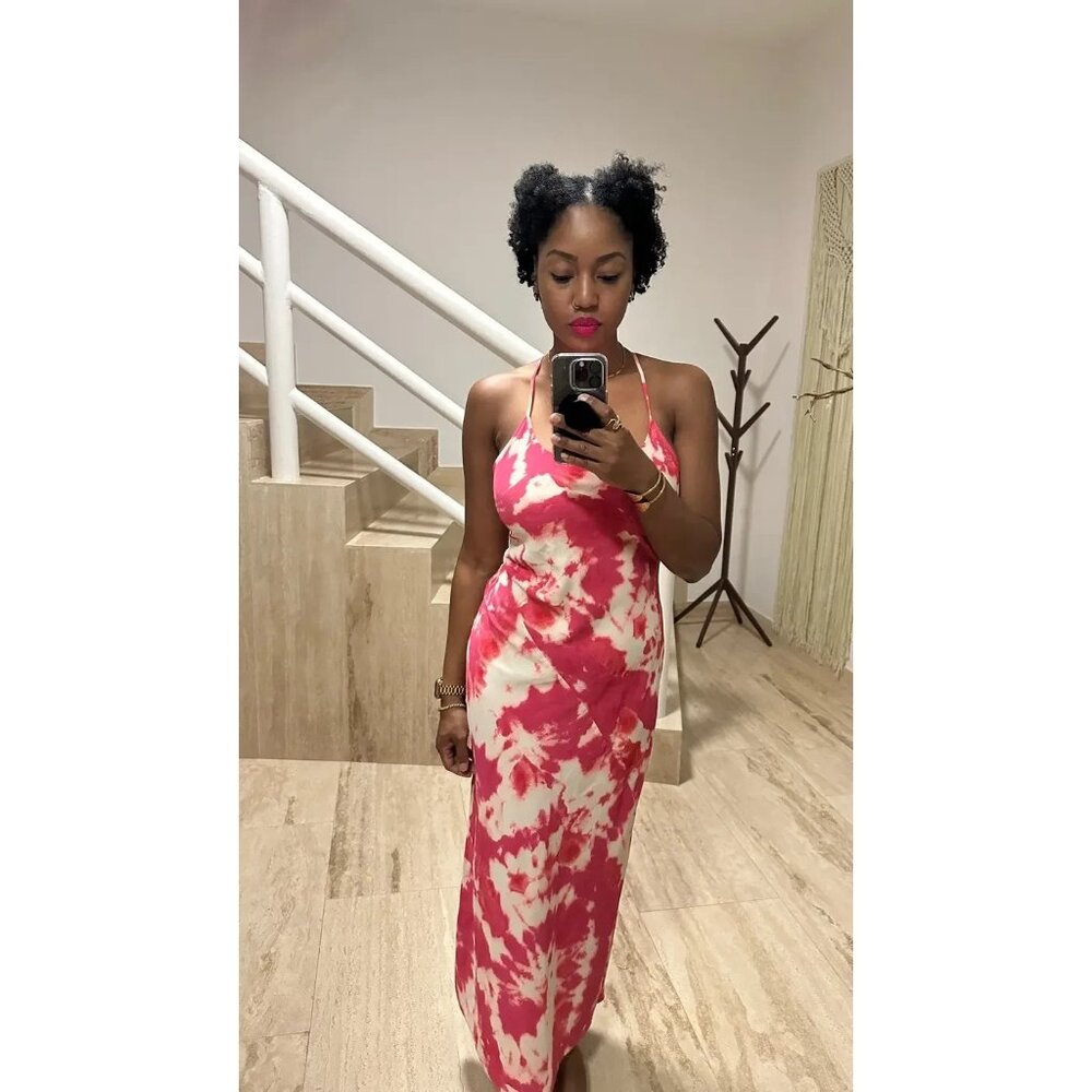 Thakoon Pink Tie-Dye Satin Slip Maxi Dress Size 2 (Retails $315) FLAW See Photos - Picture 8 of 16
